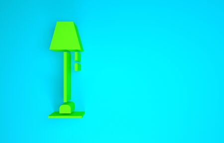 Green Floor lamp icon isolated on blue background. Minimalism concept. 3d illustration 3D renderの写真素材
