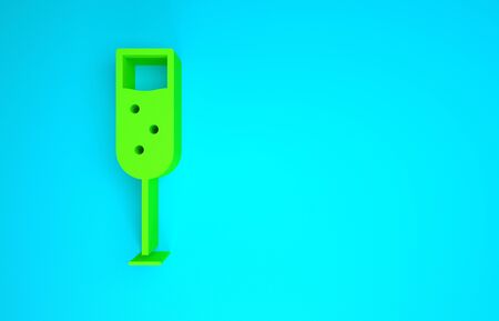 Green Glass of champagne icon isolated on blue background. Minimalism concept. 3d illustration 3D renderの写真素材