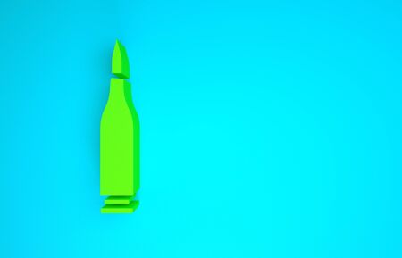 Green Bullet icon isolated on blue background. Minimalism concept. 3d illustration 3D renderの写真素材