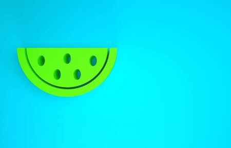Green Watermelon icon isolated on blue background. Minimalism concept. 3d illustration 3D renderの写真素材
