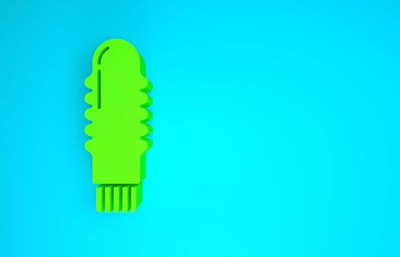 Green Dildo vibrator for sex games icon isolated on blue background. Sex toy for adult. Vaginal exercise machines for intimate. Minimalism concept. 3d illustration 3D renderの写真素材