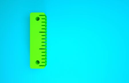 Green Ruler icon isolated on blue background. Straightedge symbol. Minimalism concept. 3d illustration 3D renderの写真素材