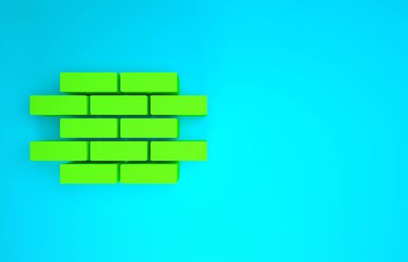 Green Bricks icon isolated on blue background. Minimalism concept. 3d illustration 3D renderの写真素材
