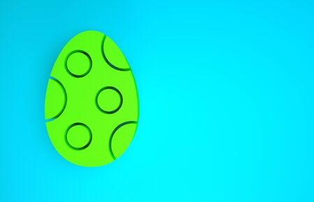Green Easter egg icon isolated on blue background. Happy Easter. Minimalism concept. 3d illustration 3D renderの写真素材
