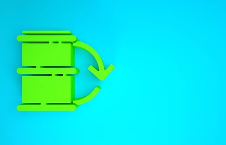 Green Eco fuel barrel icon isolated on blue background. Eco bio and barrel. Green environment and recycle. Minimalism concept. 3d illustration 3D renderの写真素材