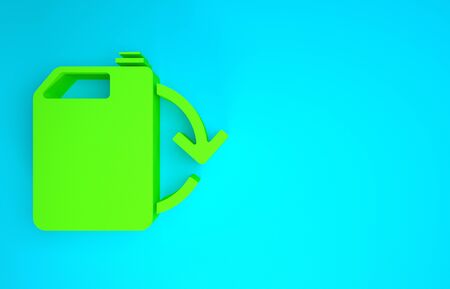 Green Eco fuel canister icon isolated on blue background. Eco bio and barrel. Green environment and recycle. Minimalism concept. 3d illustration 3D renderの写真素材