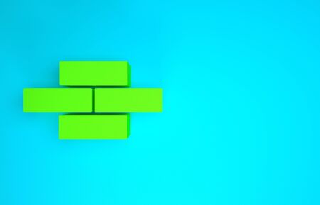 Green Bricks icon isolated on blue background. Minimalism concept. 3d illustration 3D renderの写真素材