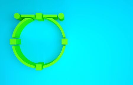 Green Circle banner with Bezier curve icon isolated on blue background. Pen tool icon. Minimalism concept. 3d illustration 3D renderの写真素材
