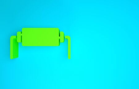 Green Resistor electricity icon isolated on blue background. Minimalism concept. 3d illustration 3D renderの写真素材