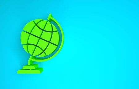 Green Earth globe icon isolated on blue background. Minimalism concept. 3d illustration 3D renderの写真素材