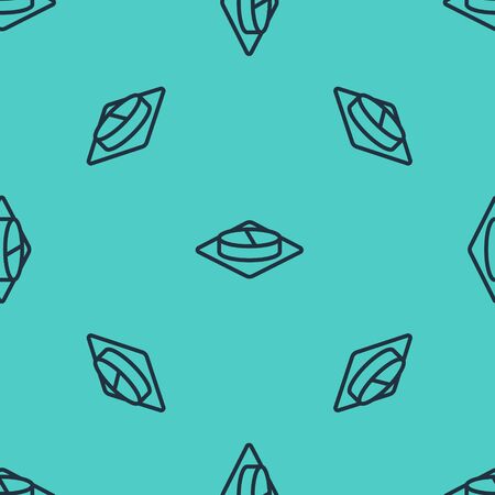 Black line Medicine pill or tablet icon isolated seamless pattern on green background. Capsule pill and drug sign. Pharmacy design. Vector Illustrationのイラスト素材