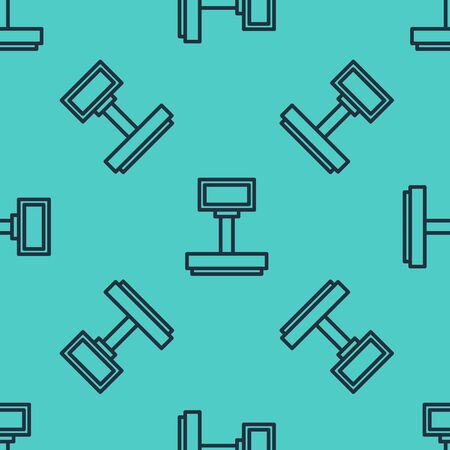 Black line Scale icon isolated seamless pattern on green background. Logistic and delivery. Weight of delivery package on a scale. Vector Illustrationのイラスト素材