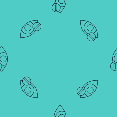 Black line Red eye effect icon isolated seamless pattern on green background. Eye redness sign. Inflammatory disease of eyes. Vector Illustrationのイラスト素材