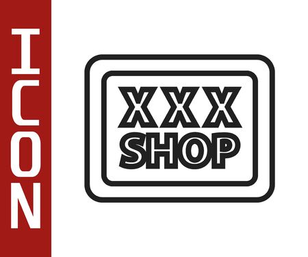 Black line Sex shop icon isolated on white background. Sex shop, online sex store, adult erotic products concept. Vector Illustrationのイラスト素材