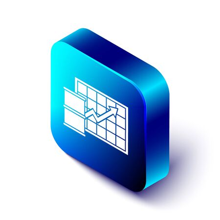 Isometric Oil price increase icon isolated on white background. Oil industry crisis concept. Blue square button. Vector Illustrationのイラスト素材