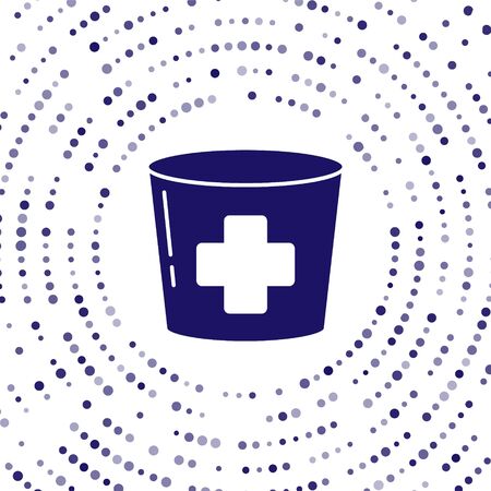 Blue Nurse hat with cross icon isolated on white background. Medical nurse cap sign. Abstract circle random dots. Vector Illustrationのイラスト素材