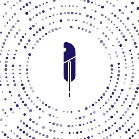 Blue Feather pen icon isolated on white background. Abstract circle random dots. Vector Illustrationのイラスト素材