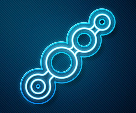 Glowing neon line Anal beads icon isolated on blue background. Anal balls sign. Fetish accessory. Sex toy for men and woman. Vector Illustrationのイラスト素材