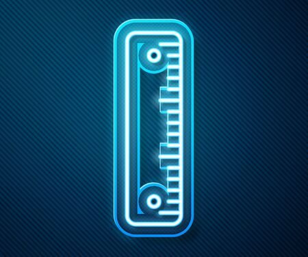 Glowing neon line Ruler icon isolated on blue background. Straightedge symbol. Vector Illustrationのイラスト素材