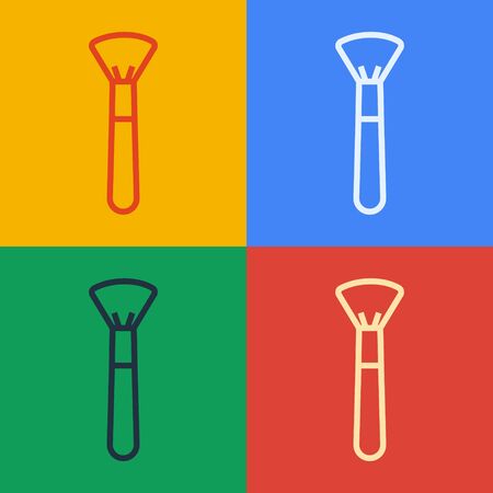 Pop art line Makeup brush icon isolated on color background. Vector Illustrationのイラスト素材