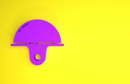 Purple Worker safety helmet icon isolated on yellow background. Minimalism concept. 3d illustration 3D renderの写真素材