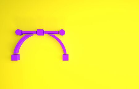 Purple Bezier curve icon isolated on yellow background. Pen tool icon. Minimalism concept. 3d illustration 3D renderの写真素材
