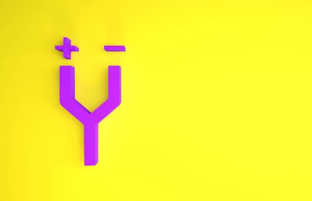 Purple Electric cable icon isolated on yellow background. Minimalism concept. 3d illustration 3D renderの写真素材