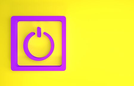 Purple Electric light switch icon isolated on yellow background. On and Off icon. Dimmer light switch sign. Concept of energy saving. Minimalism concept. 3d illustration 3D renderの写真素材