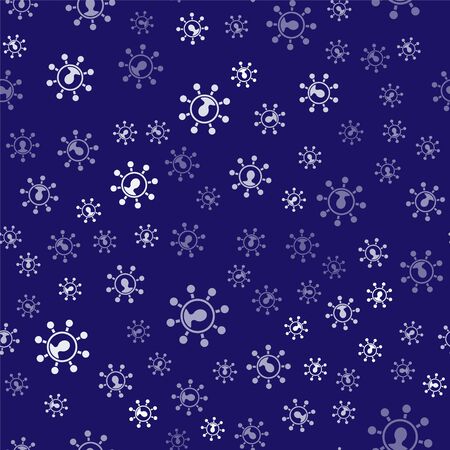White Business network and communication icon isolated seamless pattern on blue background. Strong network marketing, influence, and leadership. Vector Illustrationのイラスト素材