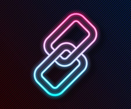 Glowing neon line Chain link icon isolated on black background. Link single. Vector Illustrationのイラスト素材