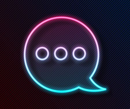 Glowing neon line Speech bubble chat icon isolated on black background. Message icon. Communication or comment chat symbol. Vector Illustrationのイラスト素材