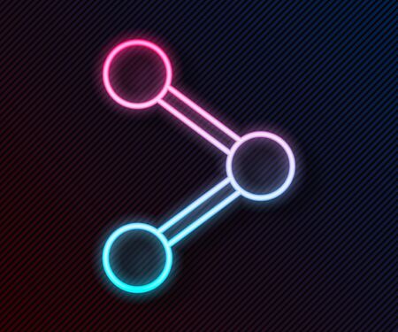 Glowing neon line Share icon isolated on black background. Share, sharing, communication pictogram, social media, connection, network. Vector Illustrationのイラスト素材