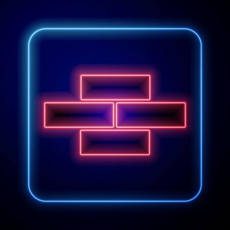 Glowing neon Bricks icon isolated on blue background. Vector Illustrationのイラスト素材