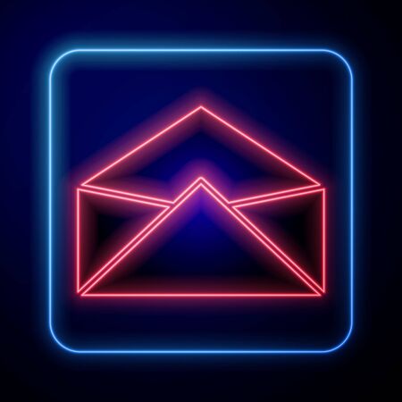 Glowing neon Envelope icon isolated on blue background. Email message letter symbol. Vector Illustrationのイラスト素材
