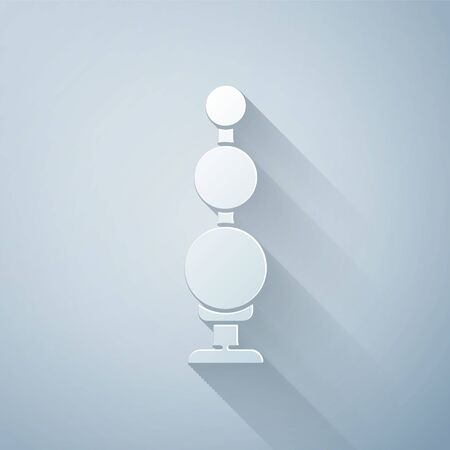 Paper cut Anal beads icon isolated on grey background. Anal balls sign. Fetish accessory. Sex toy for men and woman. Paper art style. Vector Illustrationのイラスト素材