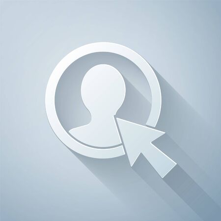 Paper cut Create account screen icon isolated on grey background. Paper art style. Vector Illustrationのイラスト素材