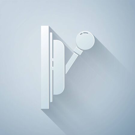 Paper cut Electrical panel icon isolated on grey background. Switch lever. Paper art style. Vector Illustrationのイラスト素材