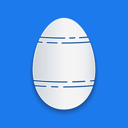 Paper cut Easter egg icon isolated on blue background. Happy Easter. Paper art style. Vector Illustrationのイラスト素材