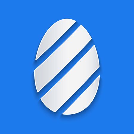 Paper cut Easter egg icon isolated on blue background. Happy Easter. Paper art style. Vector Illustrationのイラスト素材