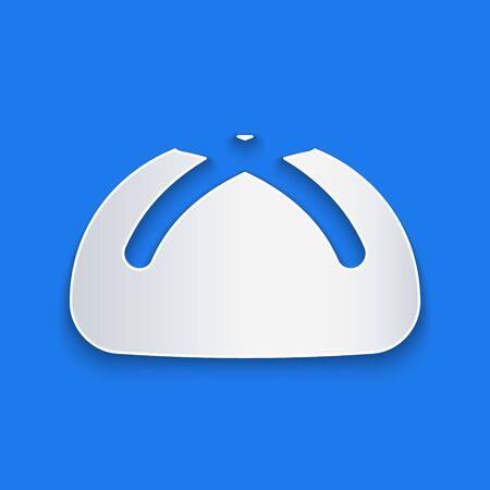 Paper cut Easter cake icon isolated on blue background. Happy Easter. Paper art style. Vector Illustrationのイラスト素材