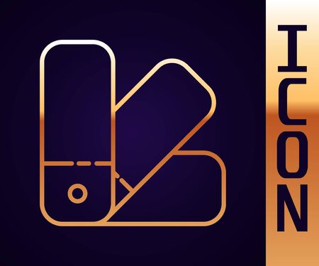 Gold line Color palette guide icon isolated on black background. Vector Illustrationのイラスト素材
