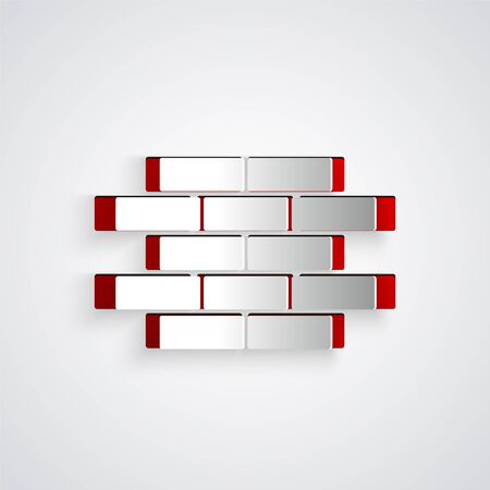 Paper cut Bricks icon isolated on grey background. Paper art style. Vector Illustrationのイラスト素材