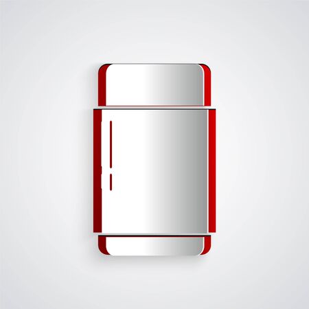 Paper cut Eraser or rubber icon isolated on grey background. Paper art style. Vector Illustrationのイラスト素材
