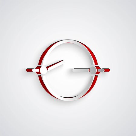 Paper cut Electric circuit scheme icon isolated on grey background. Circuit board. Paper art style. Vector Illustrationのイラスト素材