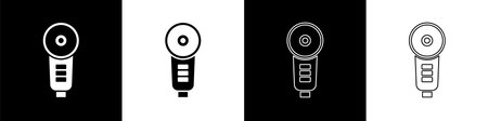 Set Angle grinder icon isolated on black and white background.  Vector Illustrationのイラスト素材