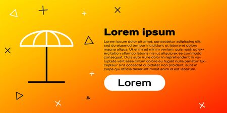 Line Sun protective umbrella for beach icon isolated on yellow background. Large parasol for outdoor space. Beach umbrella. Colorful outline concept. Vector Illustrationのイラスト素材