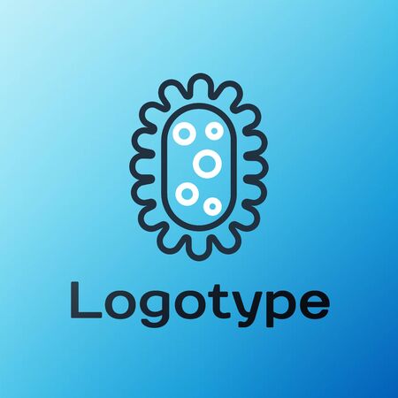 Line Virus icon isolated on blue background. Corona virus 2019-nCoV. Bacteria and germs, cell cancer, microbe, fungi. Colorful outline concept. Vector Illustrationのイラスト素材
