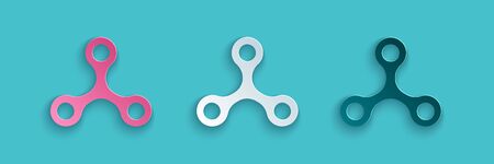 Paper cut Virus icon isolated on blue background. Corona virus 2019-nCoV. Bacteria and germs, cell cancer, microbe, fungi. Paper art style. Vector Illustrationのイラスト素材