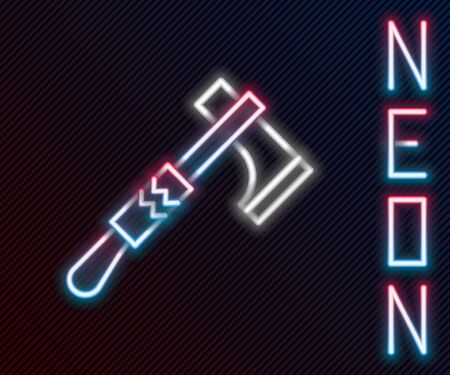 Glowing neon line Native american tomahawk axe icon isolated on black background. Colorful outline concept. Vector Illustrationのイラスト素材