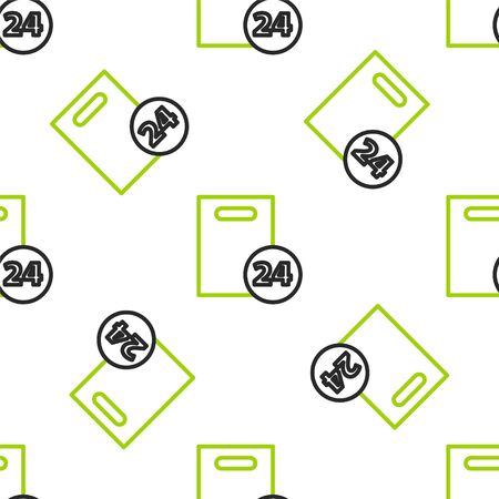 Line Delivery with cardboard boxes icon isolated seamless pattern on white background. Door to door delivery by courier. Vector Illustrationのイラスト素材